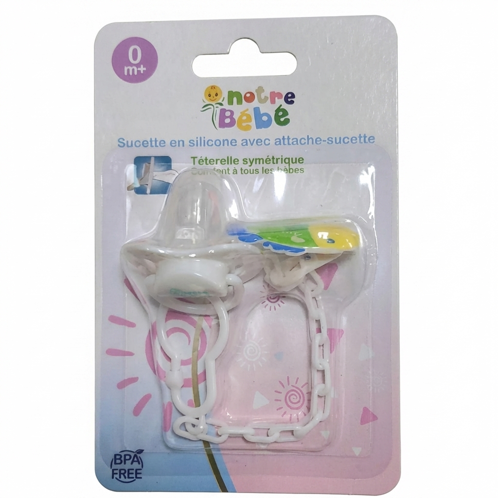 Notre Bébé sucette avec attache 0+