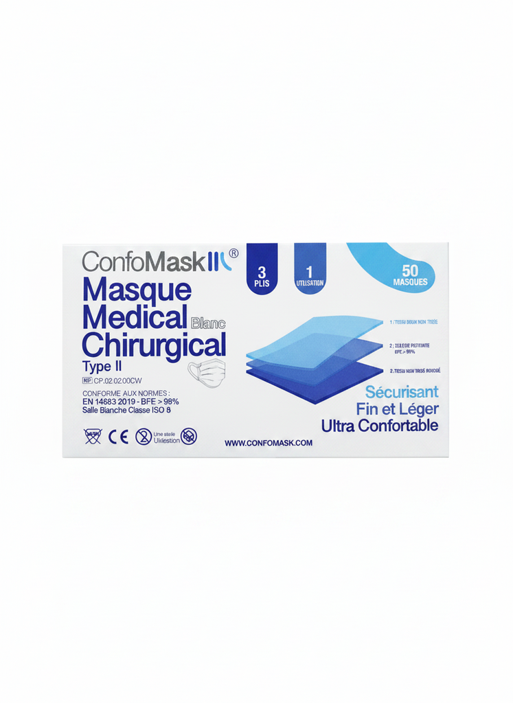 Masques Chirurgicaux ConfoMask II Type II Blanc
